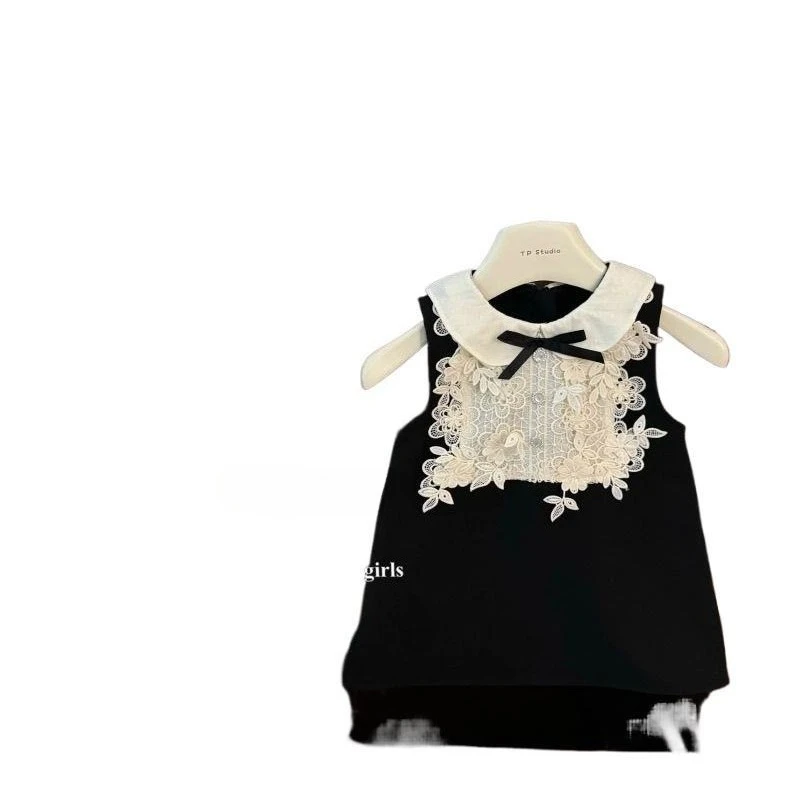 New Arrival Baby Girl Sheer Lace Splice Tank Dress, Fashion Kids Stylish A-line Skirt For All Seasons for 80-130cm