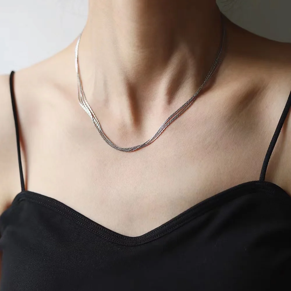 5pcs Wholesale Stainless Steel Tiny Twist Chain Necklace Women Girl's Fashion Jewelry Gifts Anti-allergy Water Sweat Resistant