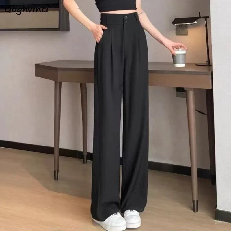 S-3XL Pants Women Solid High Waist All-match Office Lady Korean Fashion Drape Classic Prevalent Summer Trousers Simple Daily