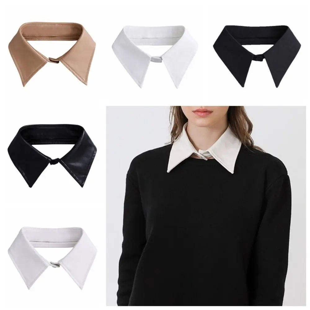 

DIY Chiffon PU Leather Fake Collar Korean Style Square Detachable Shirt Colar Tie Detachable Neck Shoulder Wraps Lady