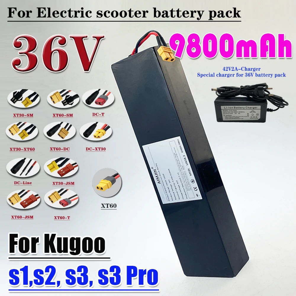 10S3P 36V 9000mAH 18650 Lithium-Ion Battery Pack Suitable for KUGOO S1 S2 S3 Electric Scooters etc accessories with BMS+charger