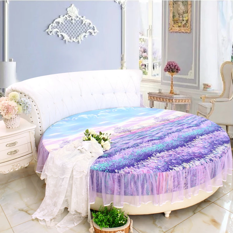200/220CM (NO Pillowcases) Fitted Sheet Round Hotel Home Extra Soft Round Bed Sheets Pure Cotton Bedsheet with Elastic Straps