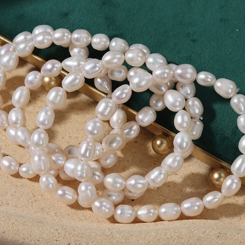 

Classic White Natural Freshwater Pearl Bracelets For Women Oval Shell Pearls Threaded Elastic Bracelet Fashion Jewelry Wholesale