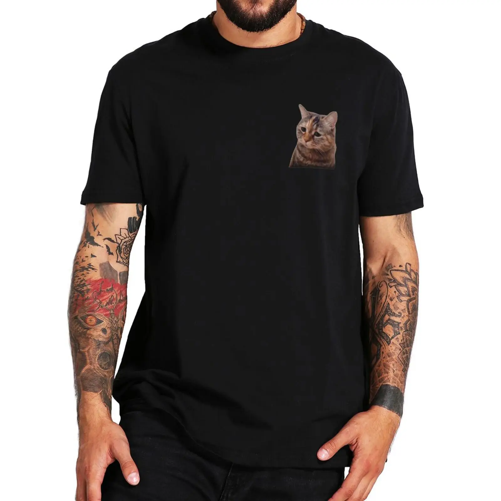 Cute Sad Mewing Cat t-shirt Funny Cats Talking Meme Trend Y2k coppie regalo t-shirt Casual 100% cotone Unisex Tee top taglia ue