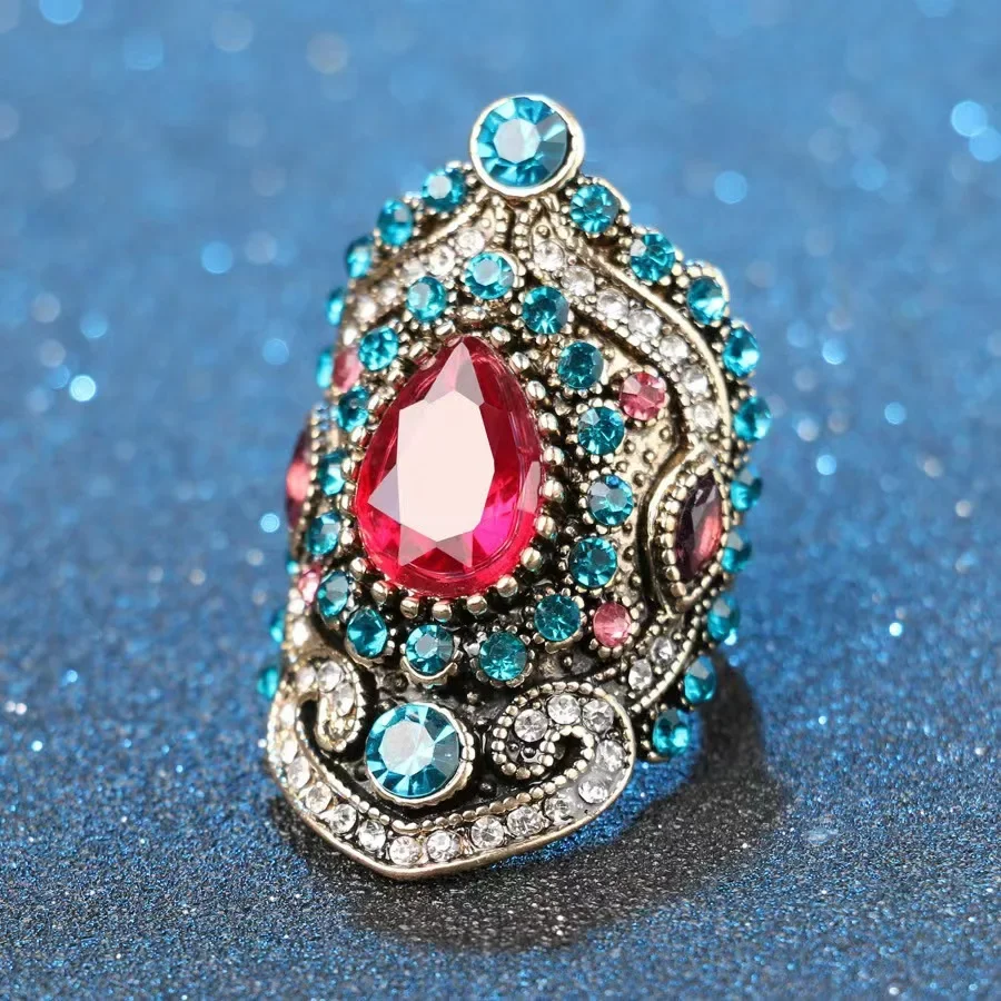 Hot Sale Fashion Elegant Pink Crystal Blue Zircon Ring Ideal for Women Daily, Party, and Gift Accessories