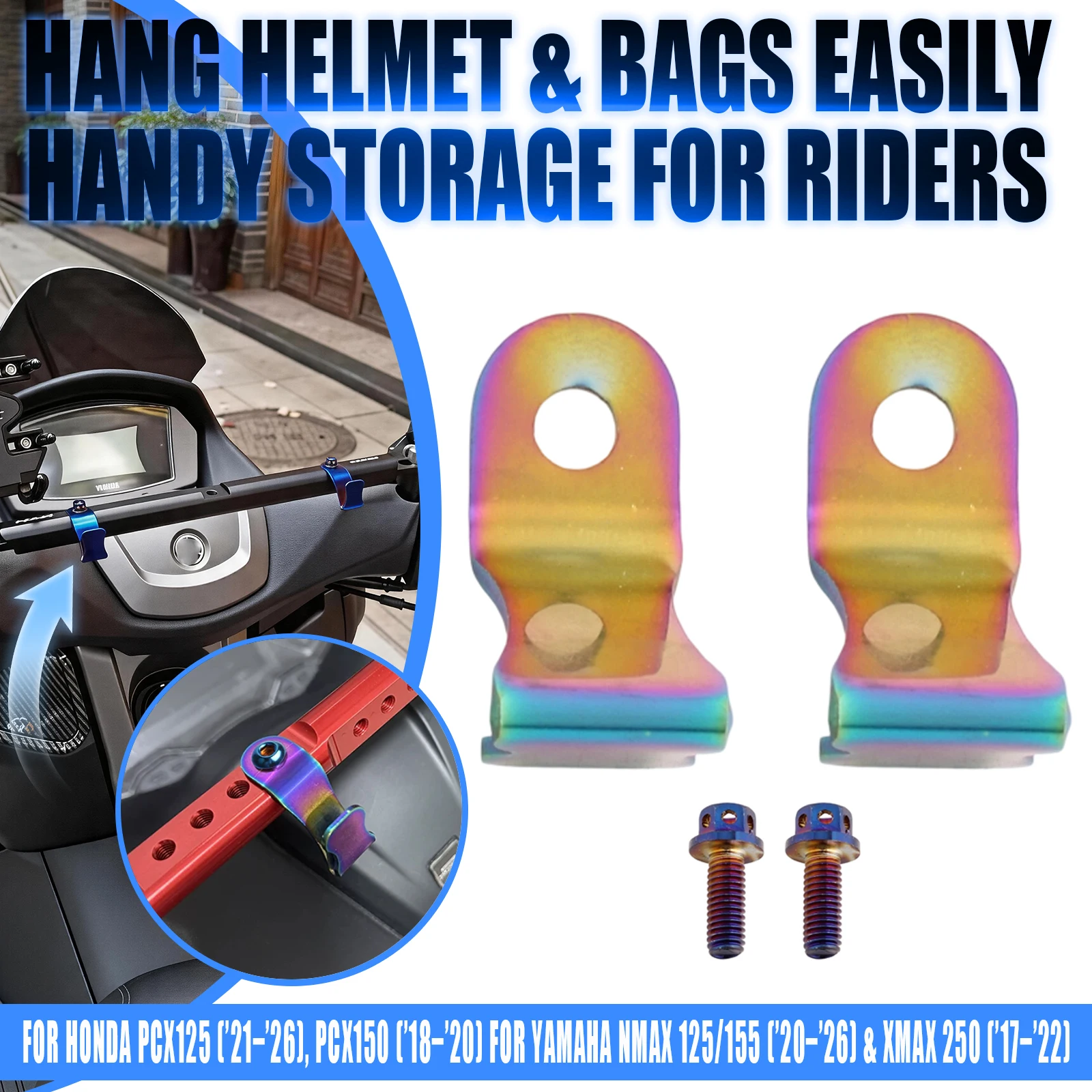 For PCX125 PCX150 NMAX 125/155 XMAX 250 300 Kymco-AK550 SYM ADX TG 400 Rearview Mirror Luggage Helmet Convenience Hook