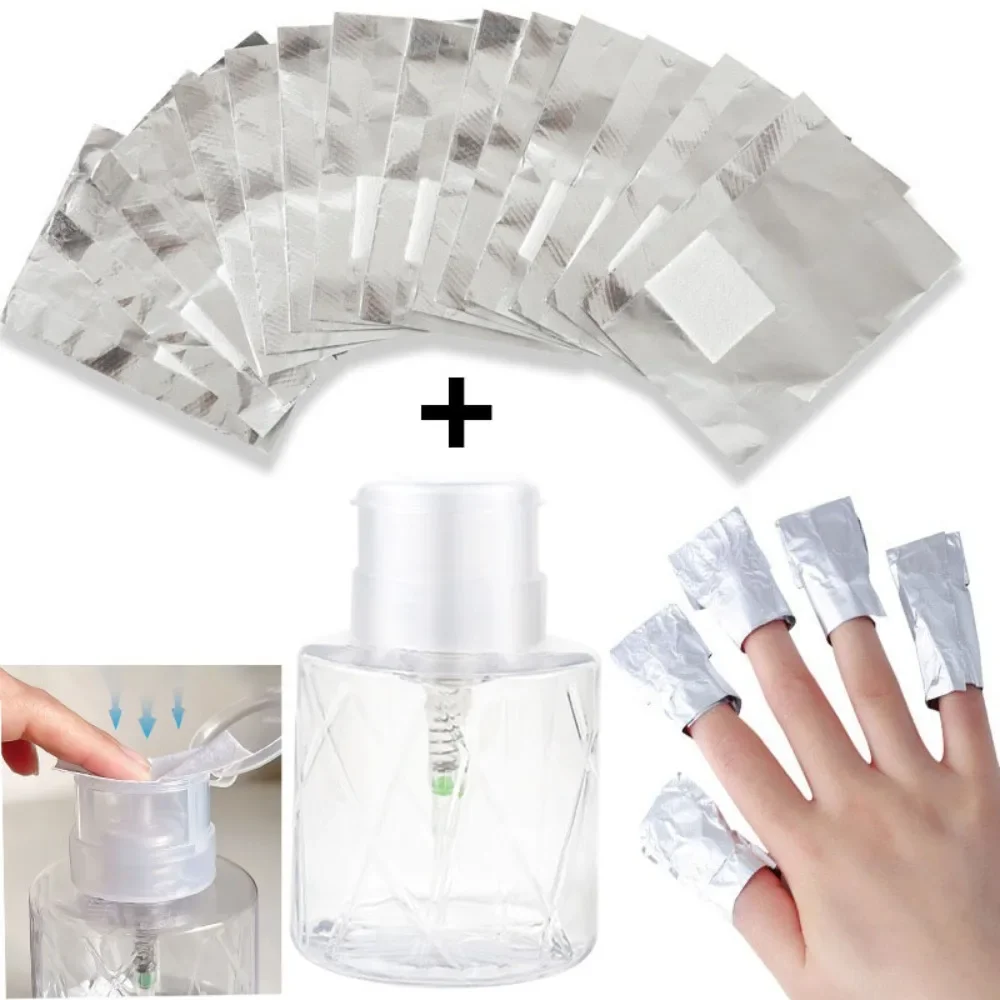 Aluminium Nail Foil Polish Remover Refillable Lockable Nail Manicure Cleaner Makeup Remover Pump Manicure Removal Nails Tools