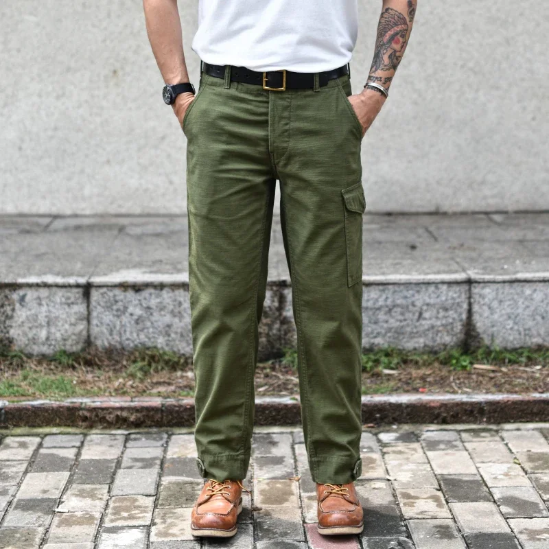 소스 Zhan Mans 바지 Aviators's Trousers 카고 바지 베이커 바지 새틴 코튼 레귤러 핏