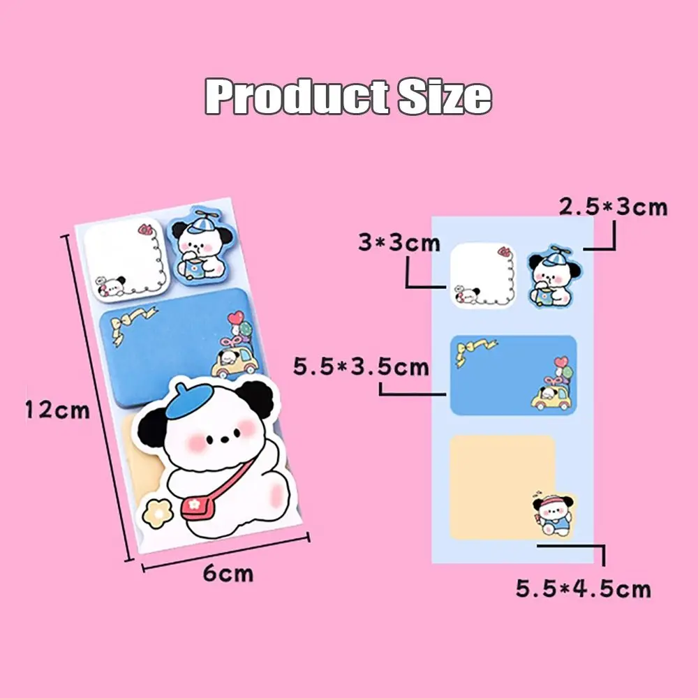 Cartoon Animals Memo Pad, Papelaria Kawaii Sticky Notes, 100 Folhas