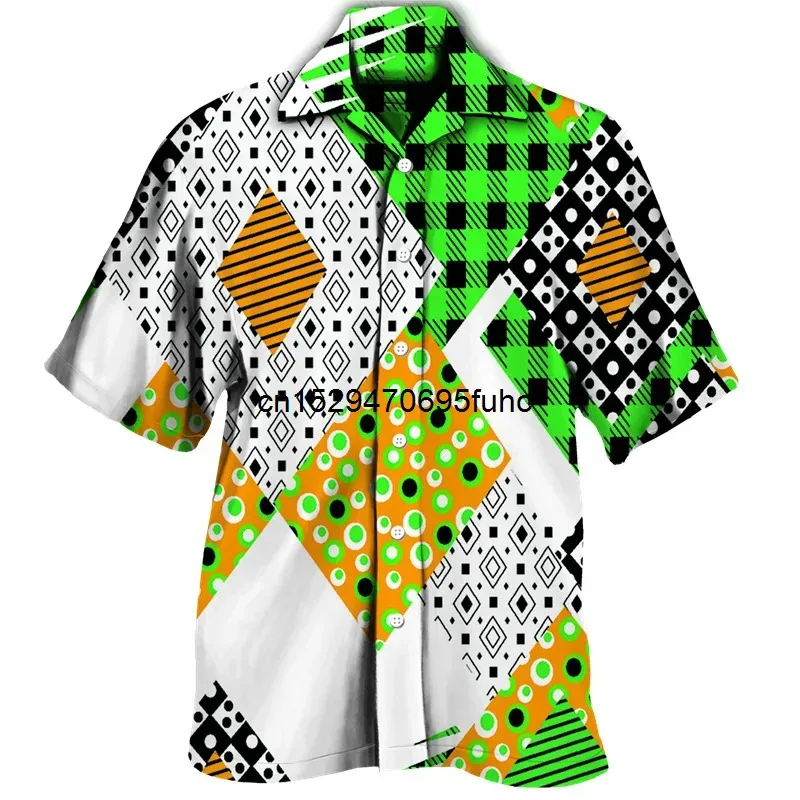 lili 123New Stylish Men Shirts Geometry 3D Print Lapel Single-Breasted Short/Long Sleeve Tops Hip Hop Fashion Hawaii Streetwear