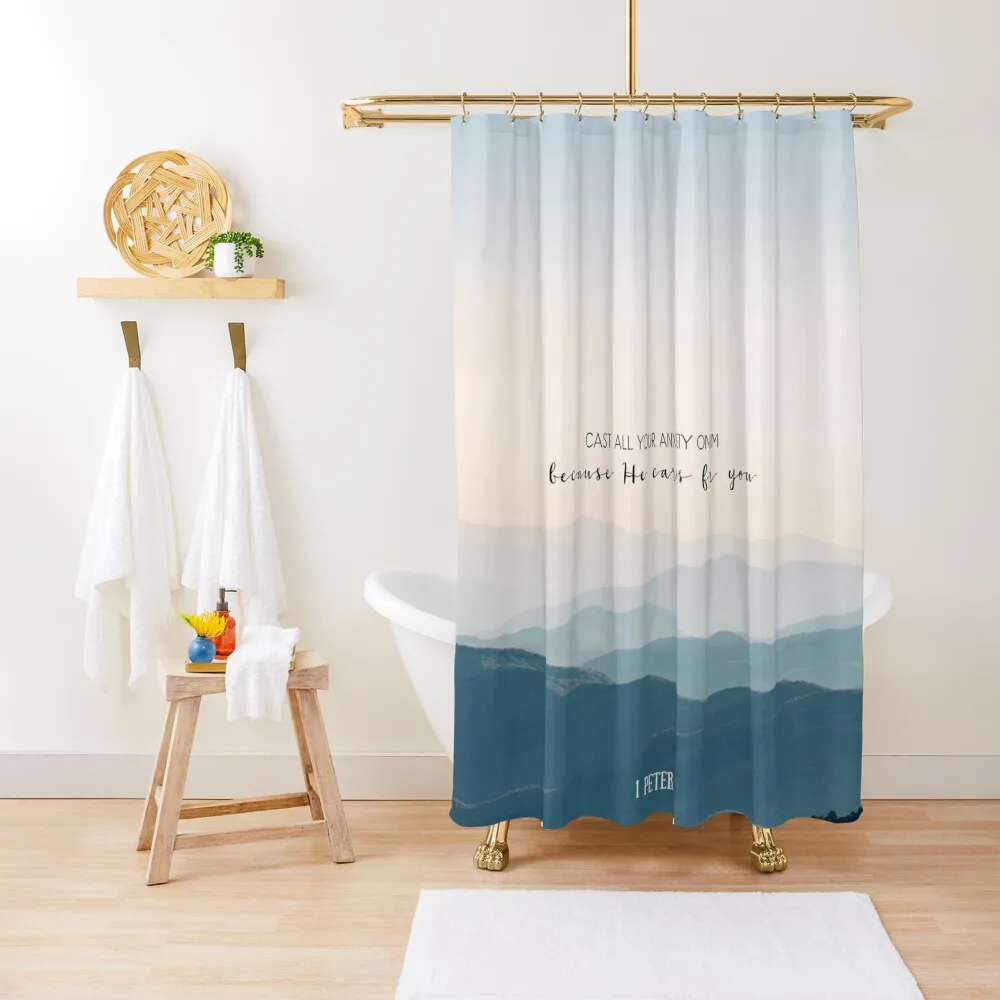 

Christian Bible Verse Quote - Anxiety Shower Curtain Waterproof Fabric Bathroom Bathtub Curtain