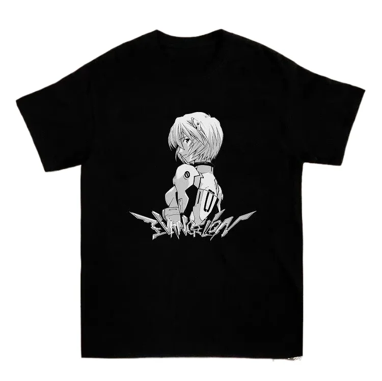 Anime EVA Neon Genesis Evangelion Unisex Cotton Tshirt O-neck Short Sleeve 2026 Summer Men's Harajuku Rei Ayanami Graphics Tees