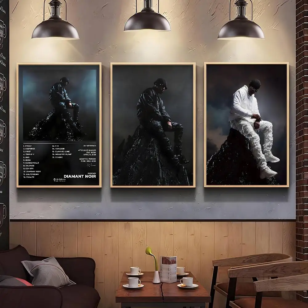 Póster de cantante Werenoi Diamant Noir, impresiones de galería, decoración autoadhesiva para el hogar, calcomanías de pared, pegatina para el salón