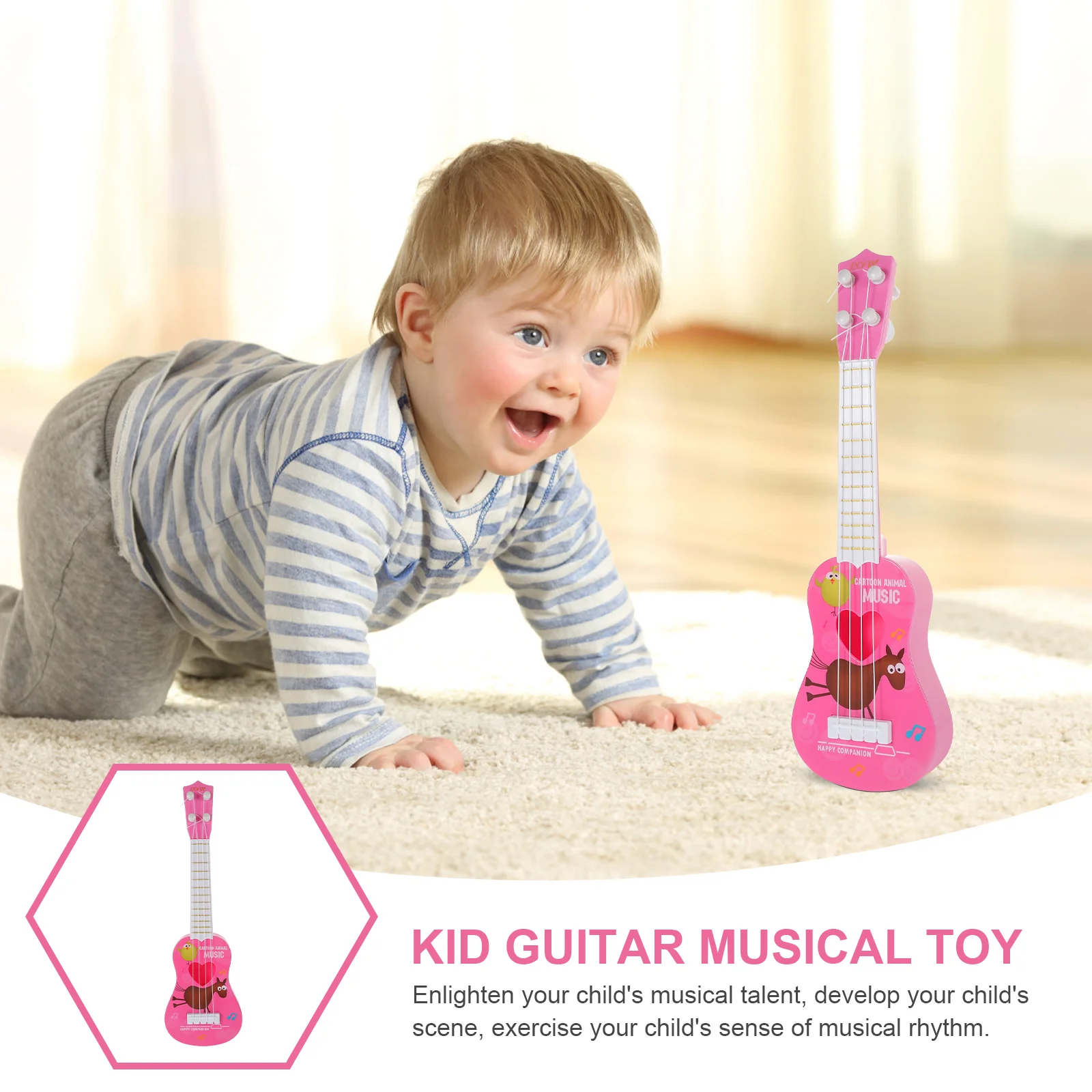 Ukulele de musique portable pour enfants, teinté coloré, JEMusical, étudiant