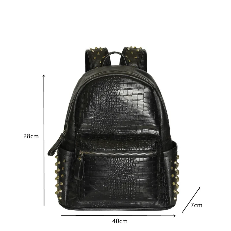 New Fashion Men Backpack Brand Designer Backpacks For Men Luxury Crocodile Pattern PU Leather Travel Backpack Men Laptop Bags