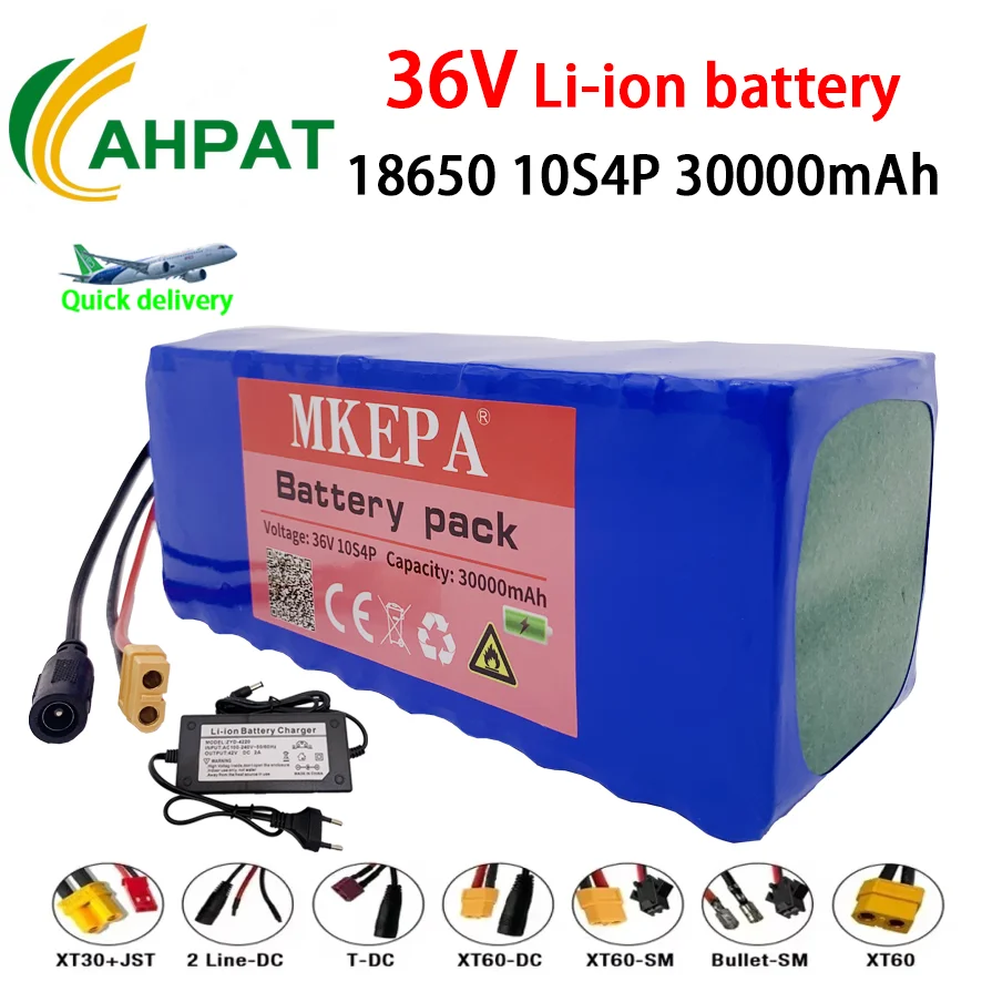 Air transport 10S4P 36V 30000mAh Electric Scooter Lithium Battery 18650 battery pack 36V 30Ah with charger,Powerful Battery