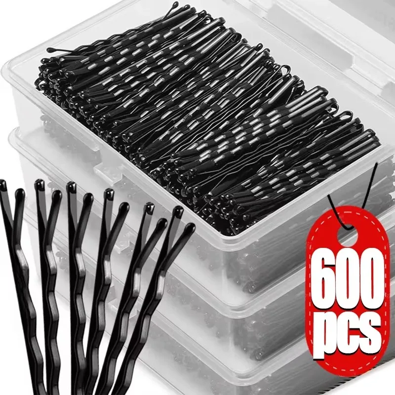 60/600 قطعة مشبك شعر خط مستقيم أسود U-شكل إبرة سيدة دبابيس الشعر مجعد متموج القبضات النساء بنس للشعر تصفيف إكسسوارات الشعر