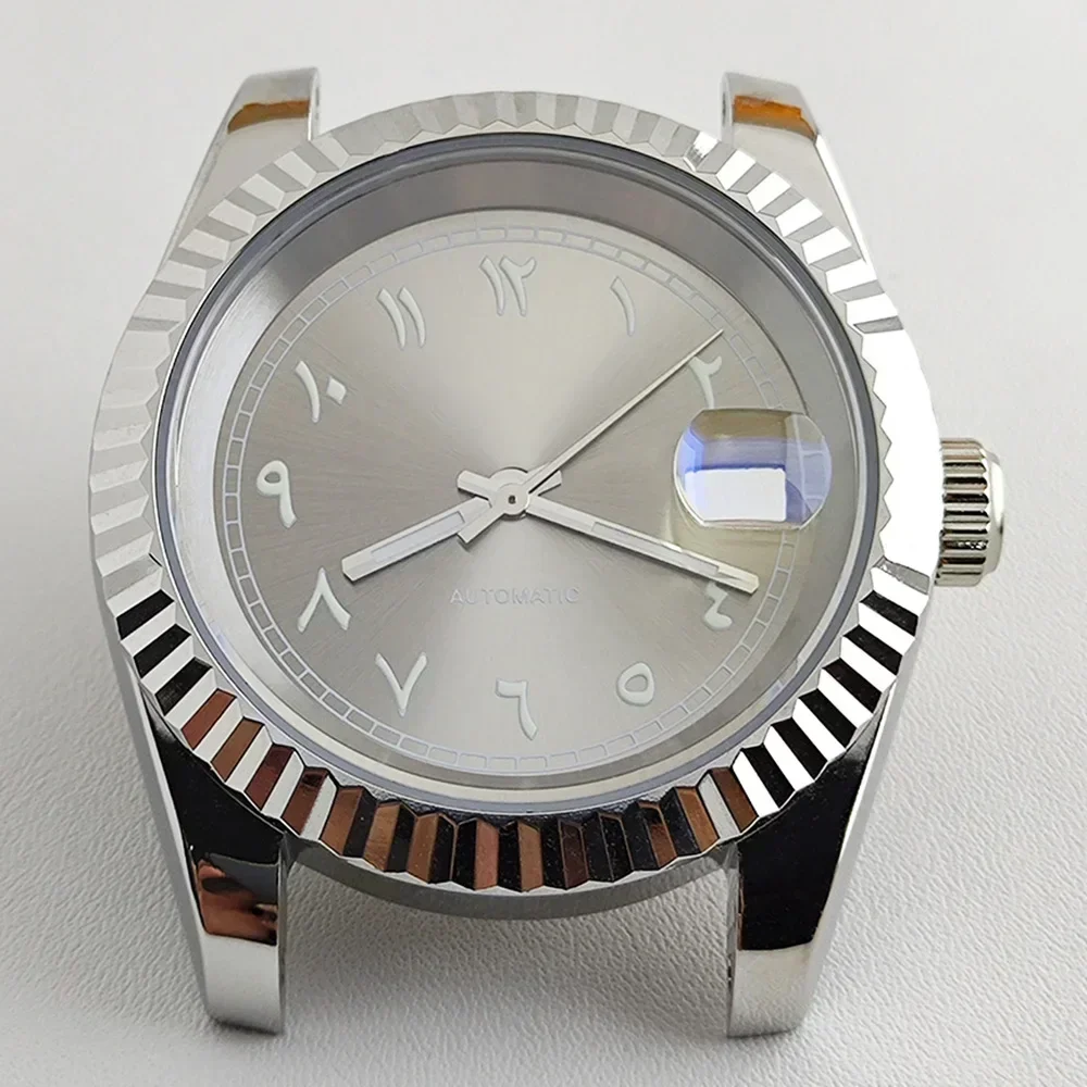 NH35 Case Arab NH35 Dial Green Luminous Dial Sapphire Stainless Steel Case Transparent Case Back for NH35/NH36 Movement NEW DIY
