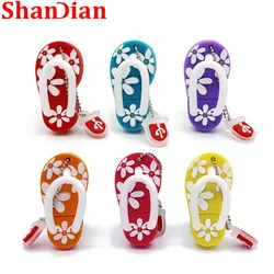 SHANGDIAN Summer Slippers USB Flash Drives 64GB Cute Pen Drive 32GB Colorful Pendant Memory Stick 16GB Creative Gifts for Kids