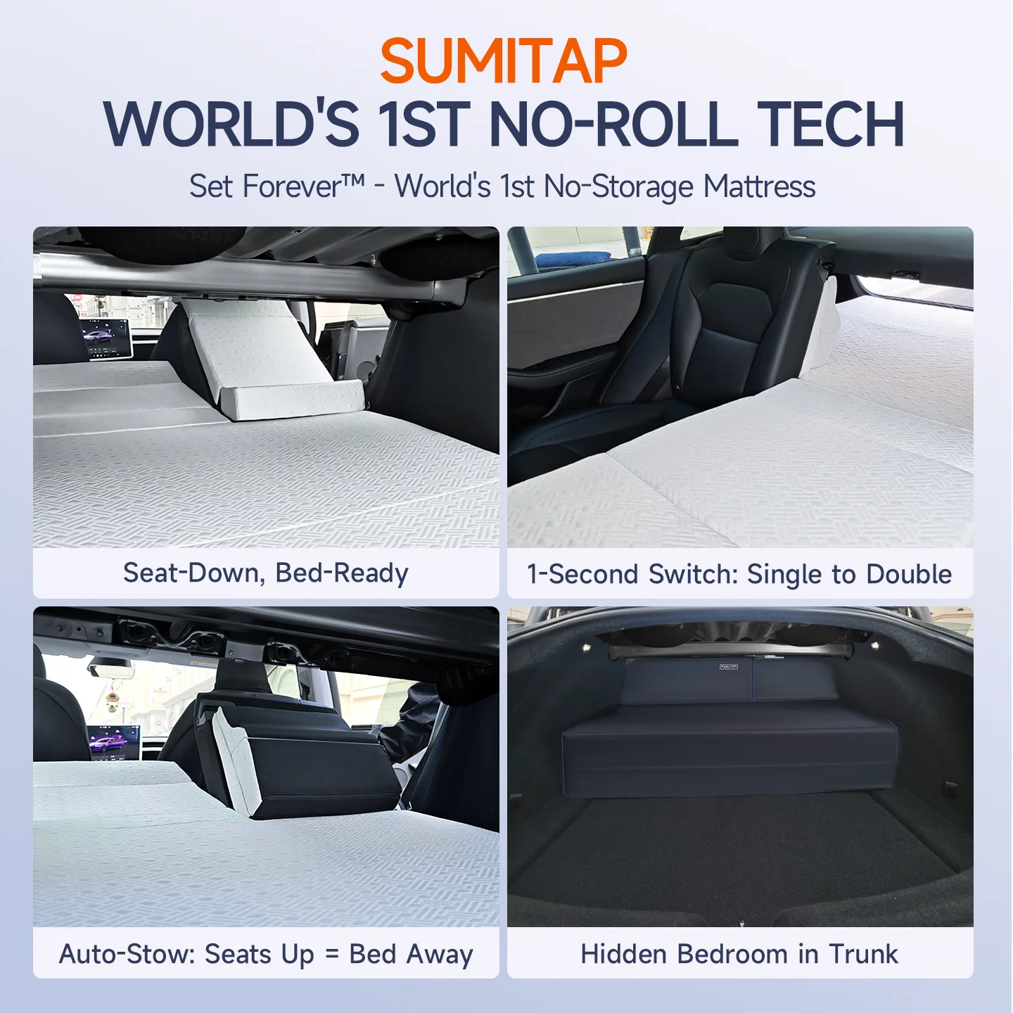 Car Mattress for Tesla Model 3 Old&Highland Facelift Version,Thick Car Travel Bed for Long Distance Driving Outdoor Camping