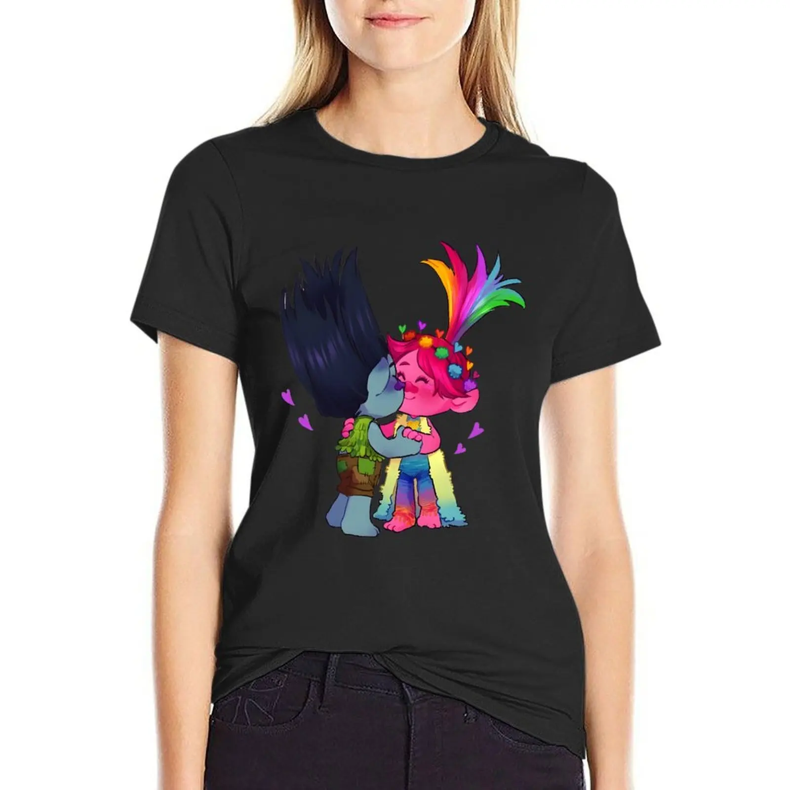 Trolls world tour kiss T-Shirt plus sizes sweat customs design your own t shirts for Women loose fit