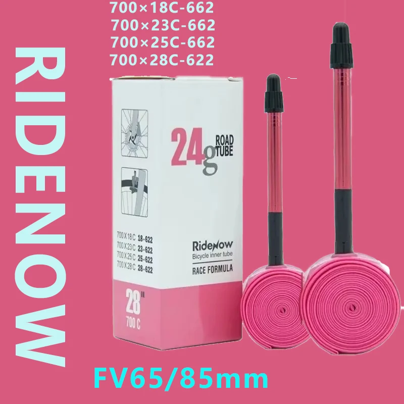 

Ridenow Aluminum Valve Bike Inner Tube Super Light 700C Road Bicycle TPU Tire 65MM/ 85MM Length FV Super Light Tube 24g
