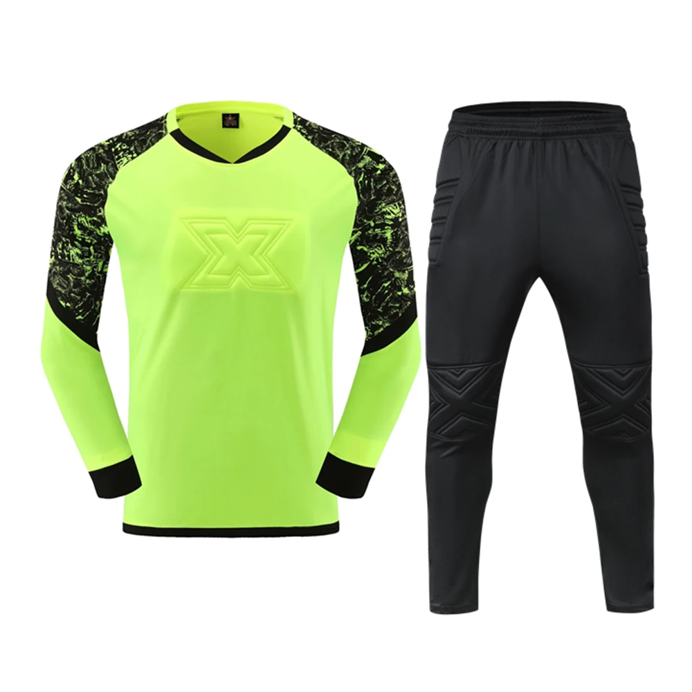 

Professional Goalkeeper Soccer Jersey Sets Child Men Goalie Football Uniforms GK Long Sleeves Shirt Pants Goaltender Shorts