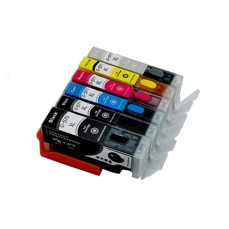 PGI-570 CLI-571 Refillable Ink Cartridge for Canon 570 571 PIXMA TS8050 TS8051 TS8052 TS8053 TS9050 TS9055 Printer