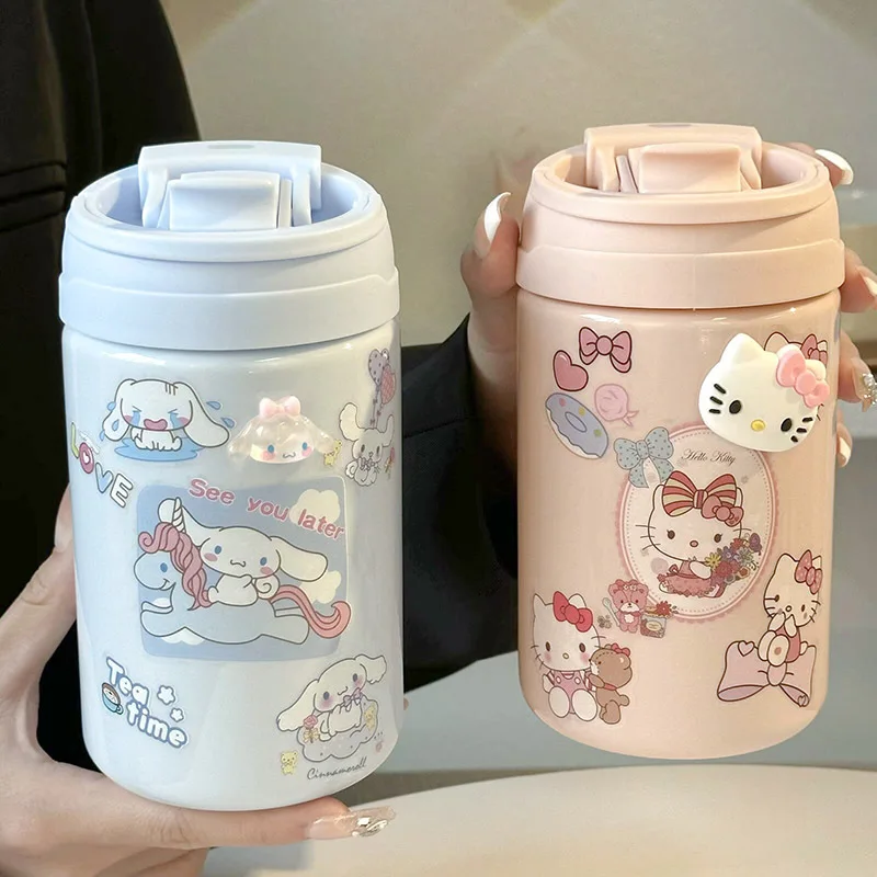 Hot Sanrios Hellokitty 700Mlcartoon Straw Cup Kuromi Anime Water Cup Pochacco Portable Large Capacity Handle Double Drinking Cup