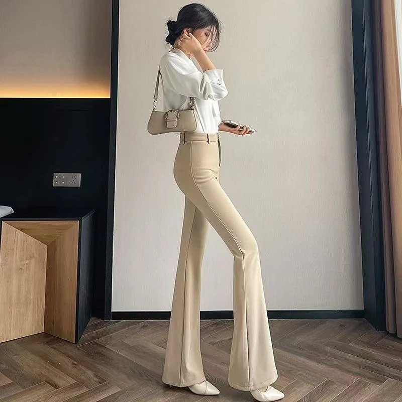 

Women's Wide-Leg Dress Pants High Waist Elastic Flare Trousers 2026 Summer Slim Fit Long Dragging Formal Wear