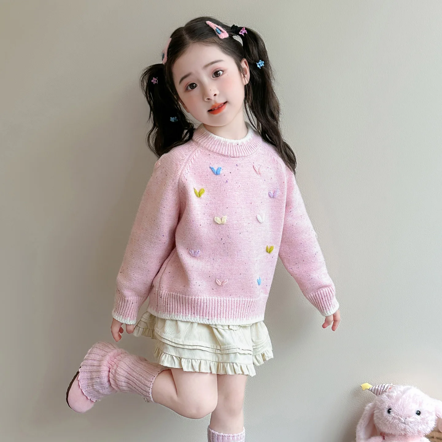Girls' Sweater AutumnWinter 2026 New Fashionable Children's Thickened Little Girls' Knitted Inner Knitted Sweater Winter