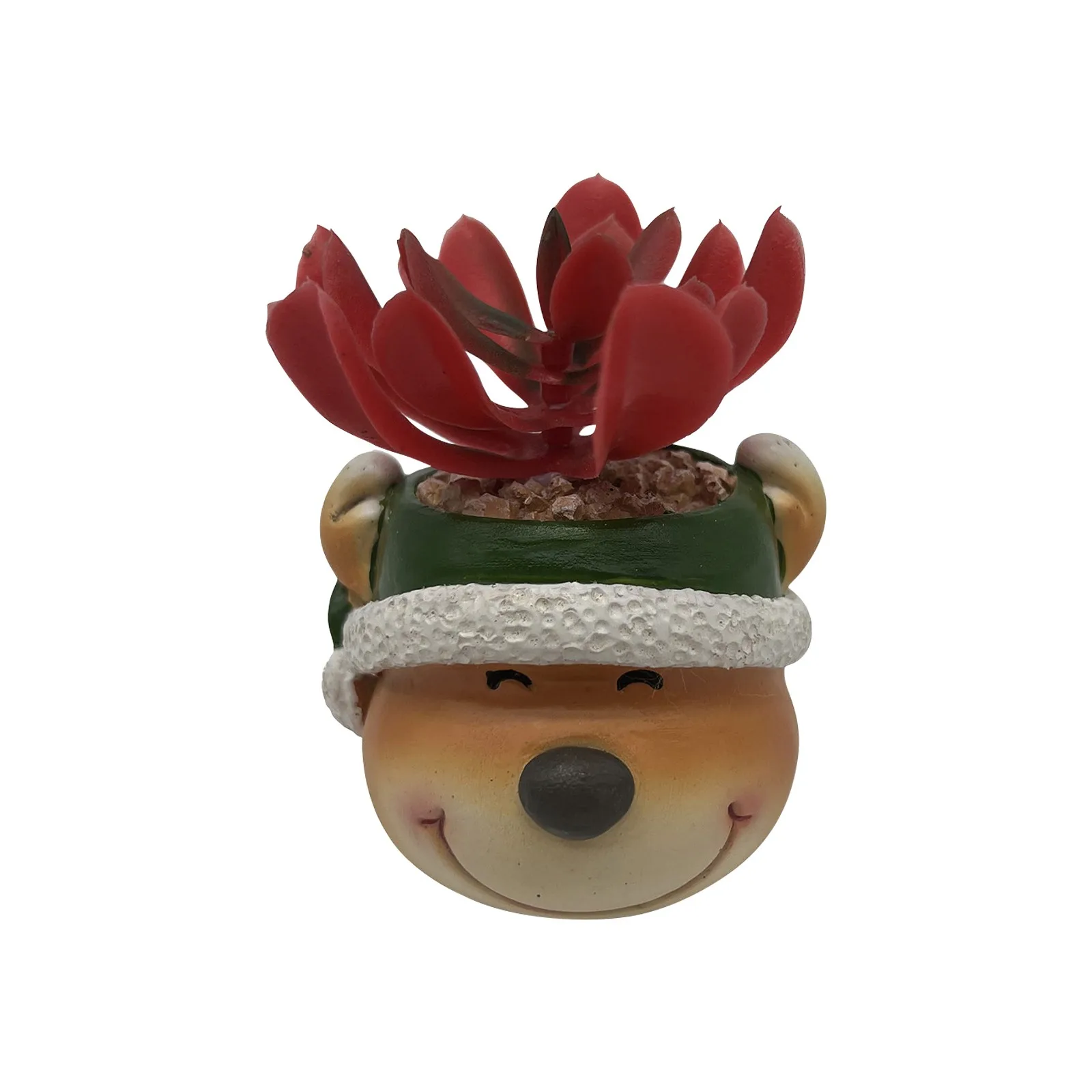 Christmas Artificial Succulent Plants In Pots Resin Fake Flower Planter Santa Snowman Small Faux Pot Plants Christmas Decoration