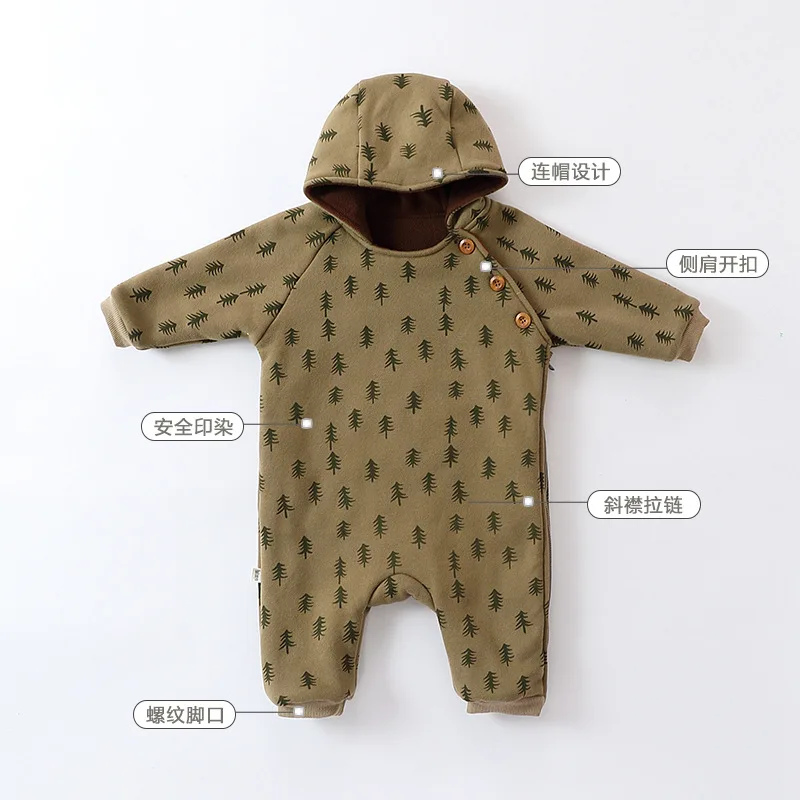 Baby Winter Clothes Fleece Romper Boy Girl Outings Autumn Children's Thickened One-piece Suits