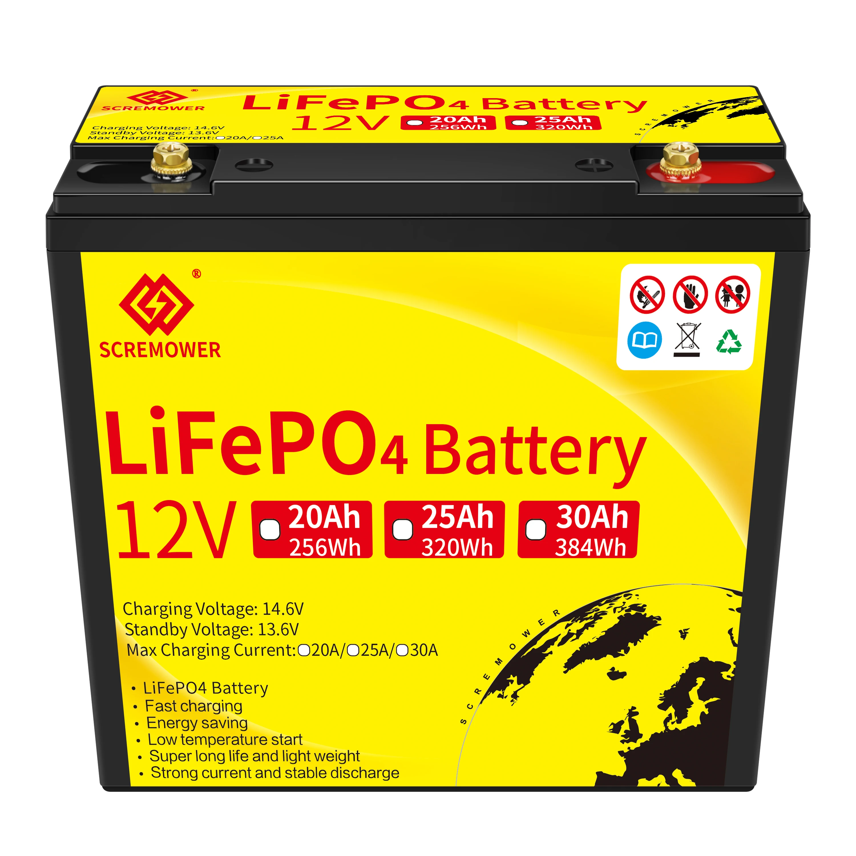 New 12V 20Ah LiFePo4 Battery Lithium Iron Phosphate 12V LiFePo4 Rechargeable Battery for Kid Scooters Boat Motor