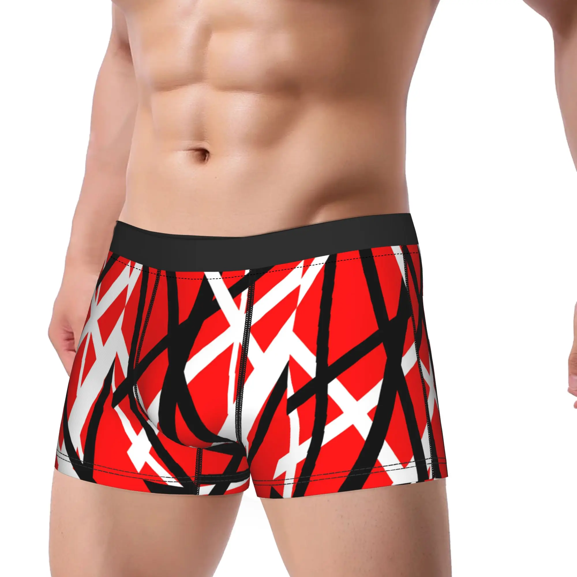 Van Halen Black And White Lines Underwear  Sexy Soft Underpants Printing Boxer Brief For Males Pouch Oversize Trunk