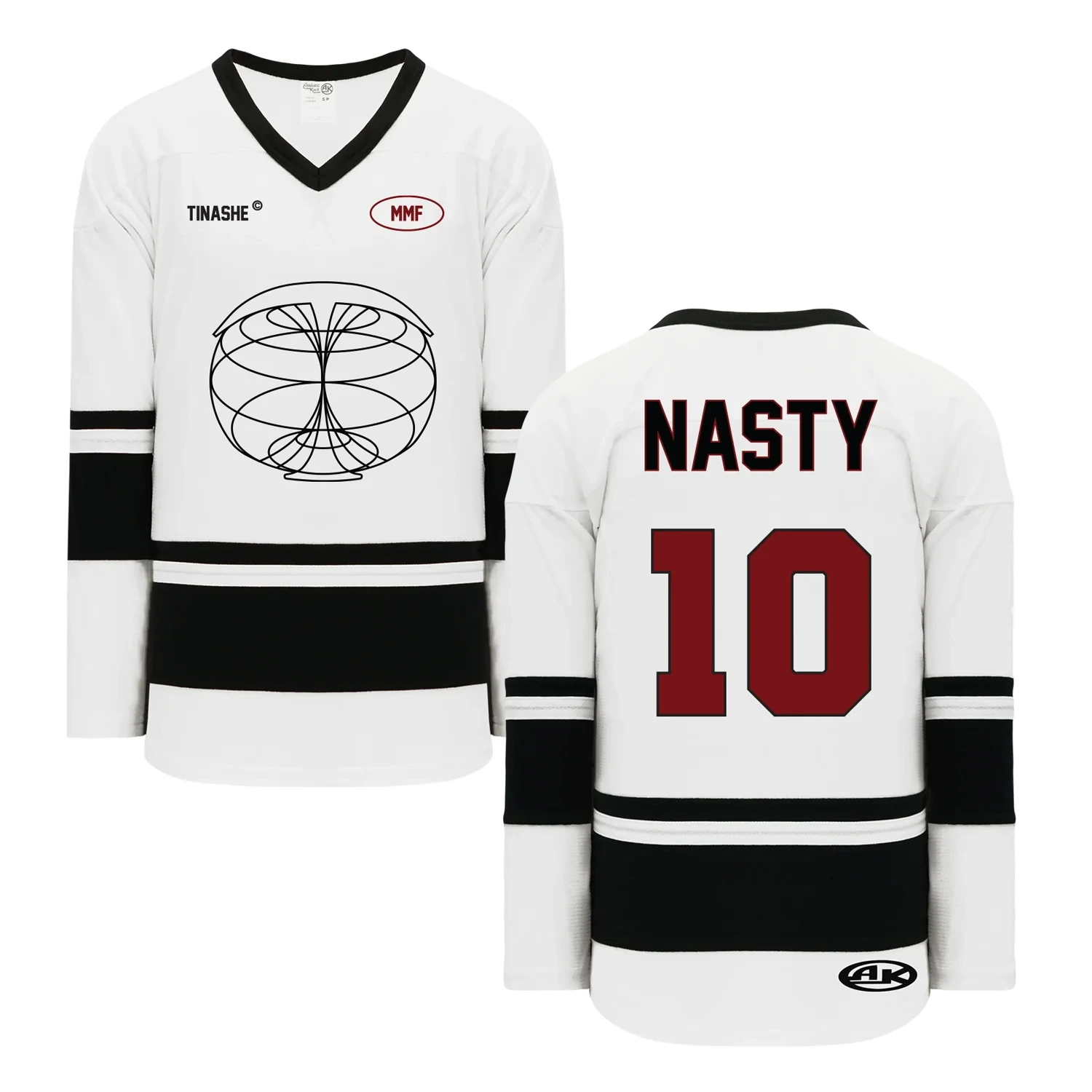 Tinashe Announces Match My Freak World Tour V-Neck Jersey Long Sleeve WHITE BLACK HOCKEY JERSEY