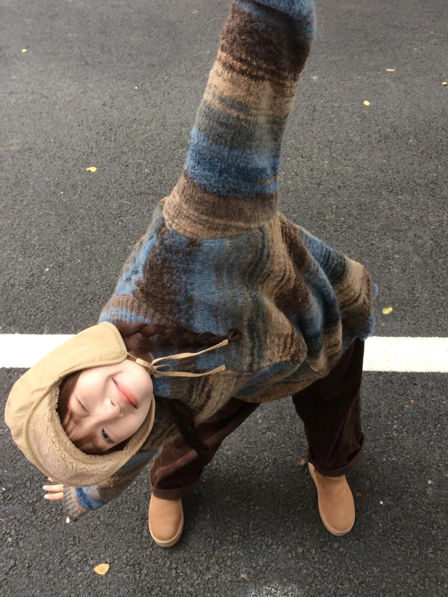 American Retro Zipper Knitted Sweater Coat Women's Autumn Winter New Sle Korean Lazy  Stripes Loose Cardigan