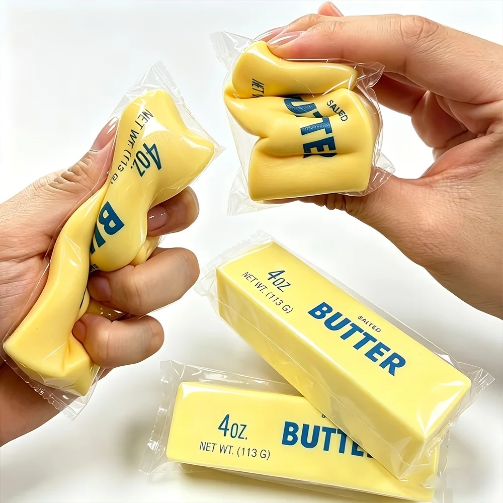 1/2 Set of Slow Rebound Simulated Butter Stick Pressing Toy, Soft and Non-toxic Material Desktop Decoration
