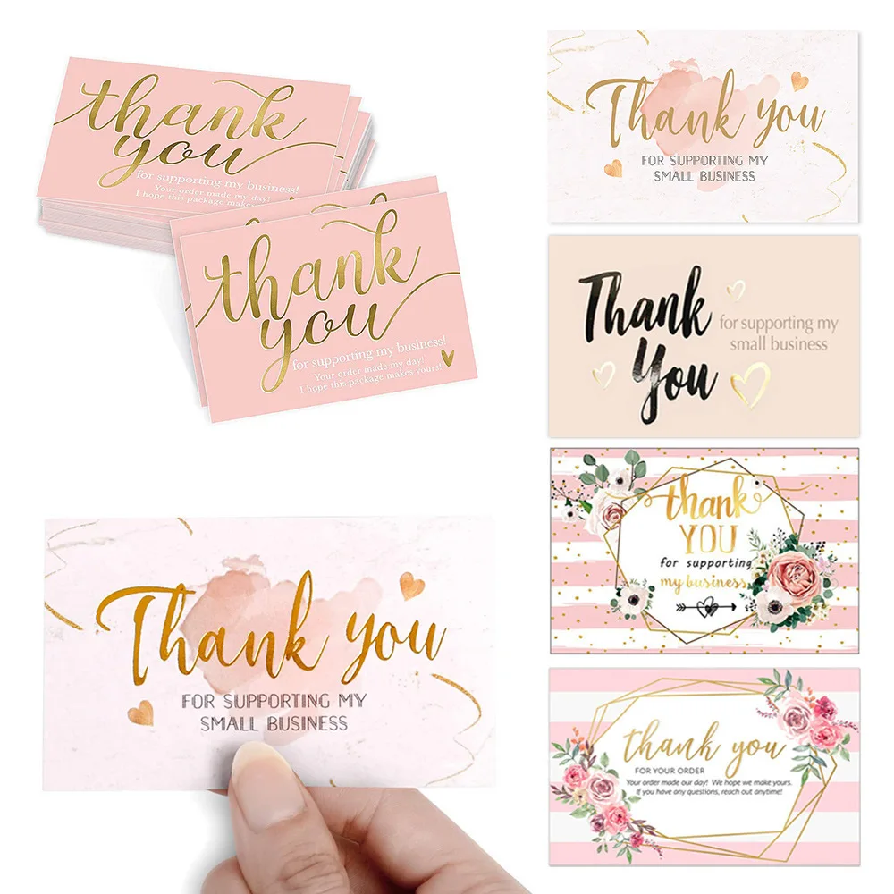 

Thank You For Your Order Cards, 50-Pack Floral Thank You For Your Supporting Cards, 2 x 3.5 Inches, Business Card Size