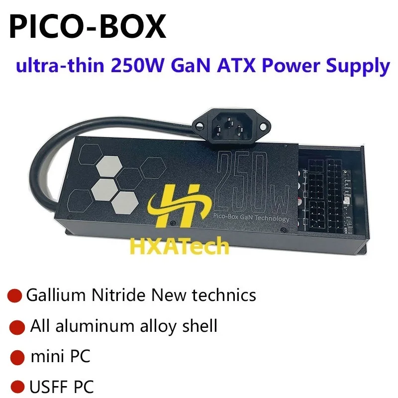 New process PICO-BOX ultra-thin 250W GaN ATX power supply DC-ATX Robot Switching Power Supply Module with aluminum alloy shell