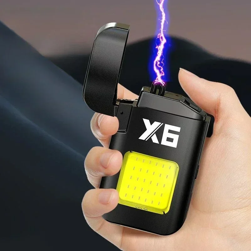 Outdoor Windproof Double Arc Lighter, Plasma Pulse, Flameless, USB Rechargeable, Mini Portable, Work Light, Men's Gifts, 2025