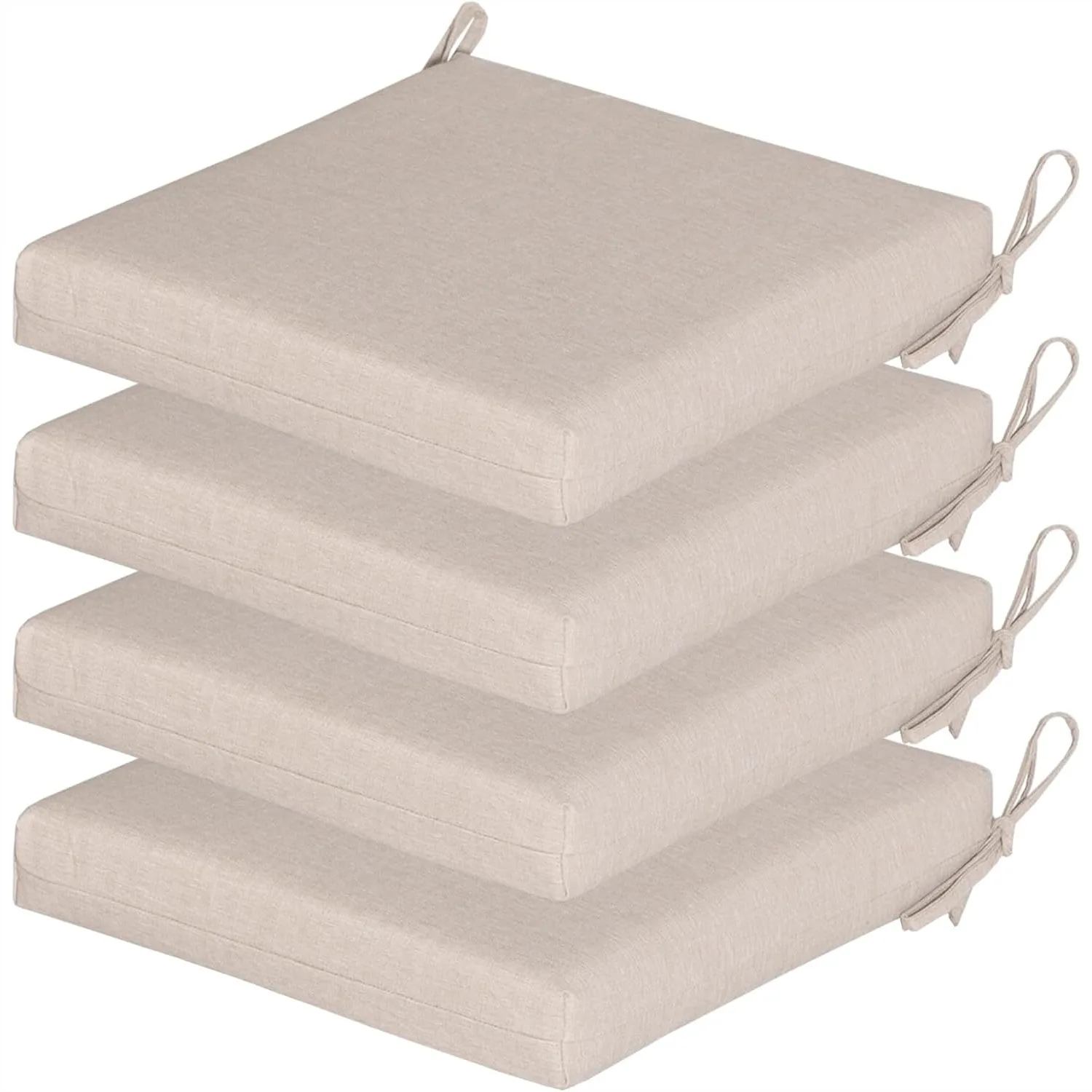 

Outdoor Chair Cushions Set of 4, 20x20 Square Seat Pads with Ties, Water-Resistant Fabric, UV-Resistant 1000+ Hrs, 30D Foam
