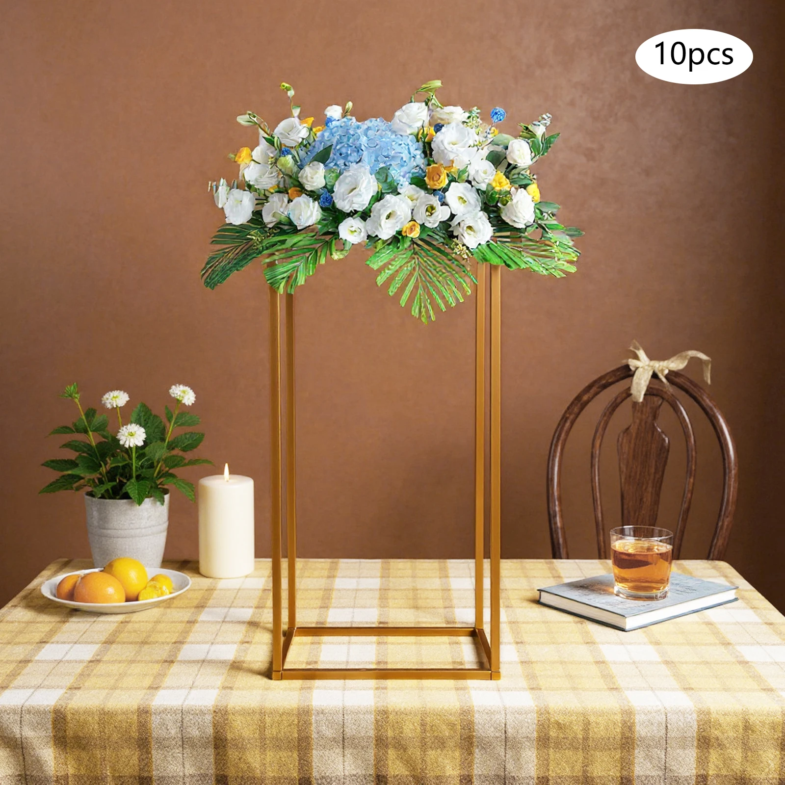 Square Wedding Flower Stand Flower Stand 10 Set Gold Triangle Connection Stable Structure for Balloon Display Event Party Table Arrangement Decor