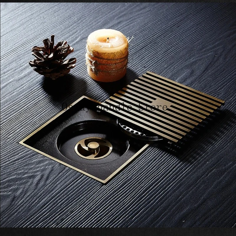 shower-drains-12-12cm-square-bath-drains-strainer-hair-antique-brass-art-carved-bathroom-floor-drain-waste-grate-drain-811529f