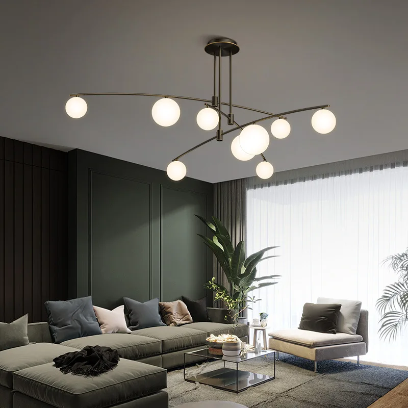 Nordic Light Luxury All Copper Pendant Lamp Creative Magic Bean Lighting Modern Minimalist for Living Room Bedroom Restaurant