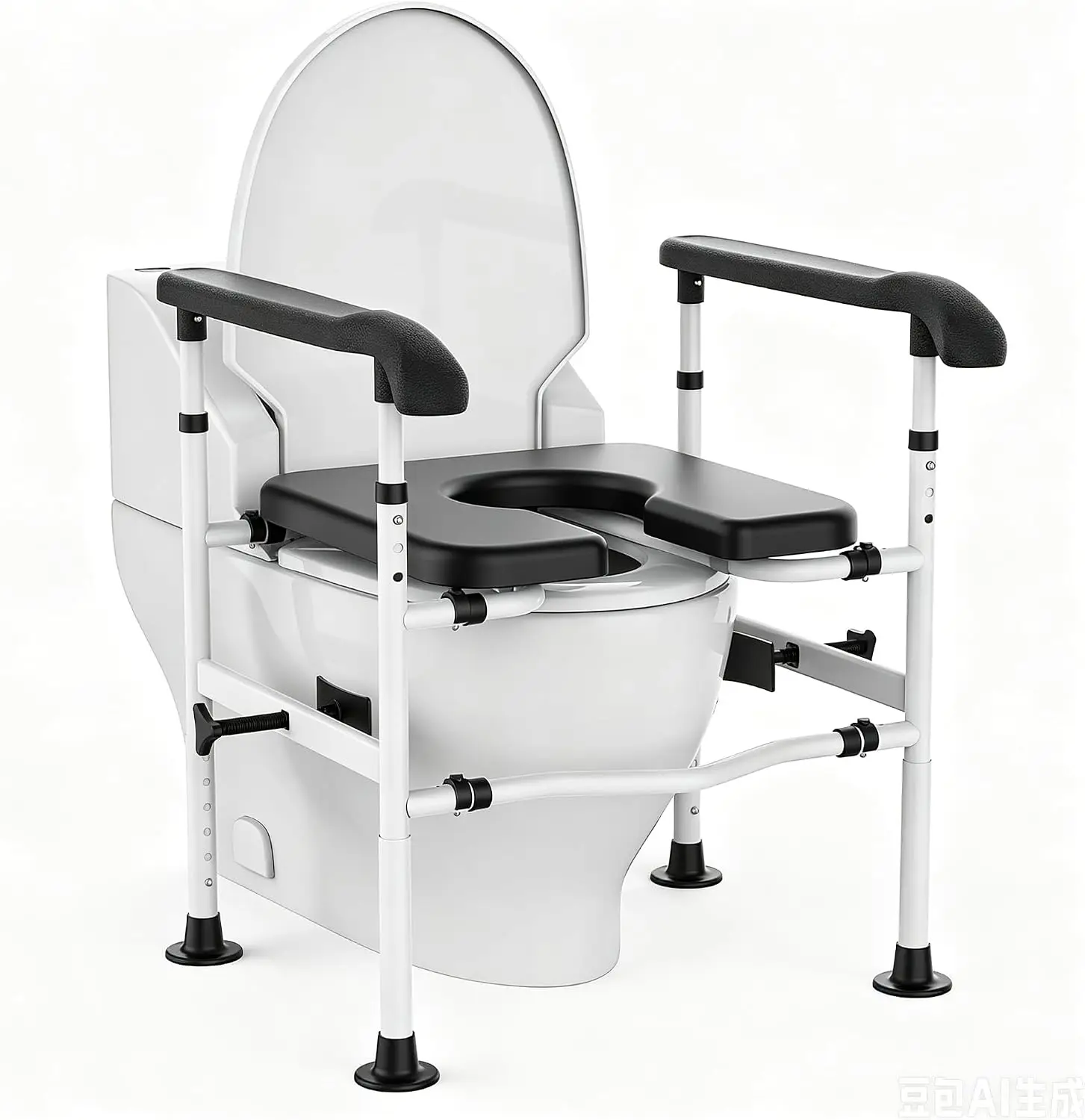 Raised Toilet Seat with Handles,Toilet Seat Riser for Seniors with Adjustable Height & Width, for Elderly, Handicap, Pregnant, M