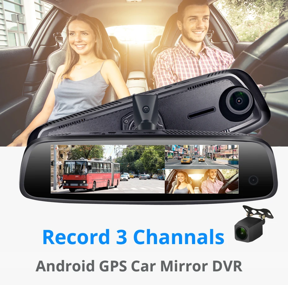 Dernière 3 CAMS-monture spéciale 4G Android GPS double objectif ADAS Smart Mmirror DVR avec caméra de tableau de bord de miroir vidéo de voiture