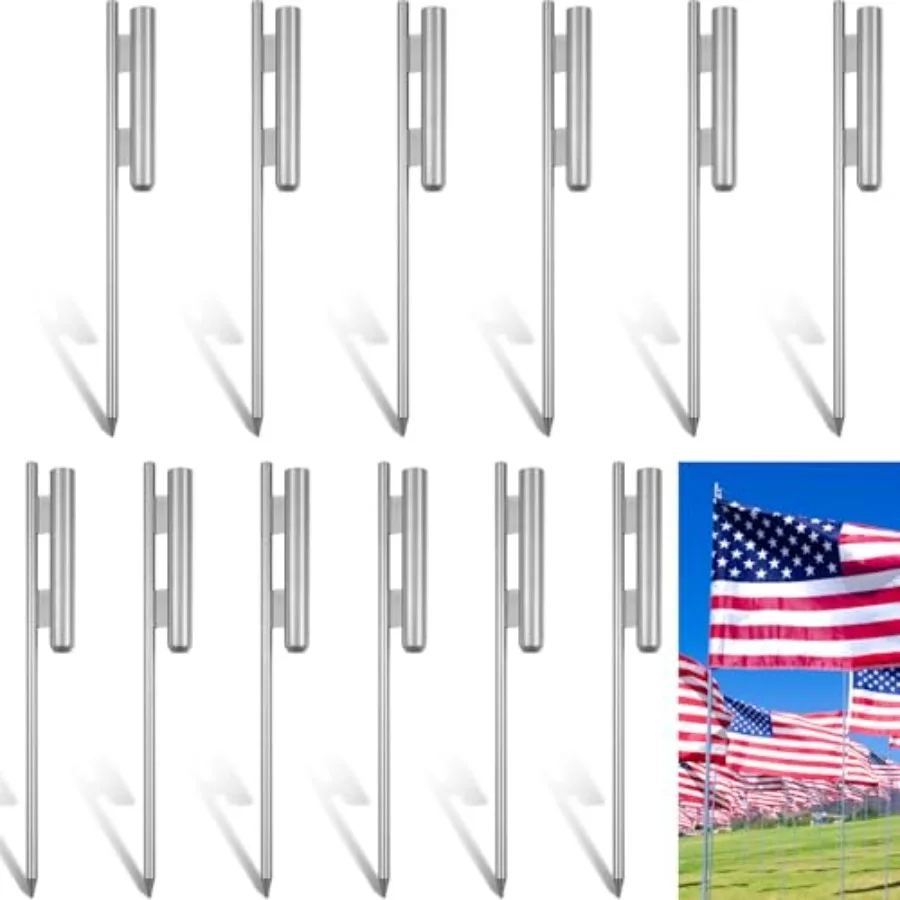 

3 Pcs 23 Inch Flag Spike Heavy Duty Feather Flag Ground Spike Pole Ground Stake for Swooper Metal Stakes for Garden Lawn Base