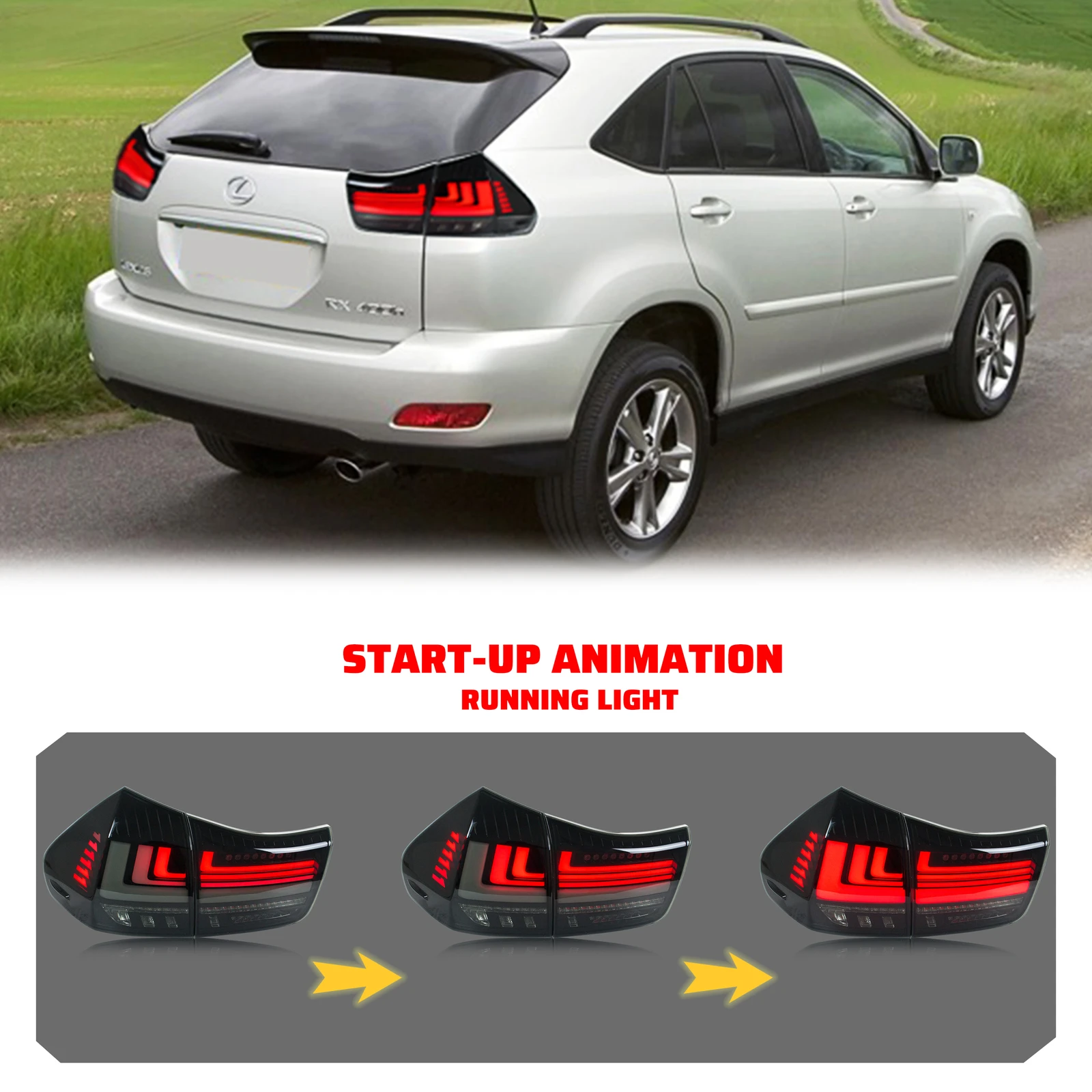 LED Sequential Tail Lights for Lexus RX330 RX350 RX400h 2004-2009 Rear Lamps