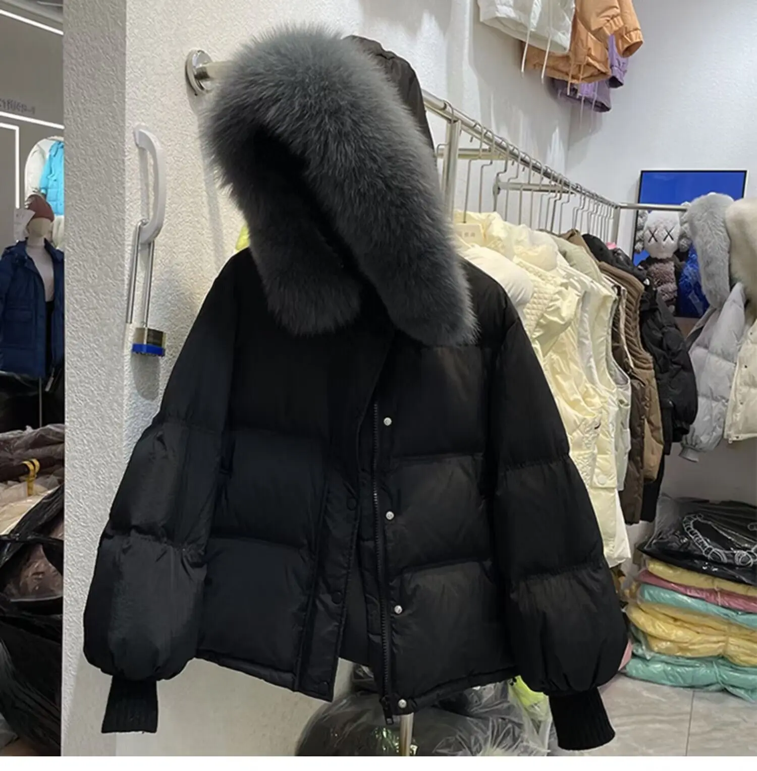 Donne grigio nero addensare parka giacca a maniche lunghe giacca imbottita con cappuccio moda coreano Streetwear Emo cappotto vestiti invernali 2024